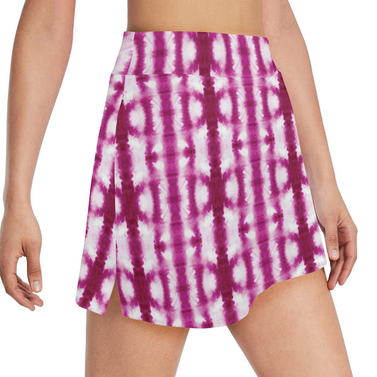 Tie Dye Dark Pink Print Design LKS303 17" Golf & Pickleball Skort with Pockets