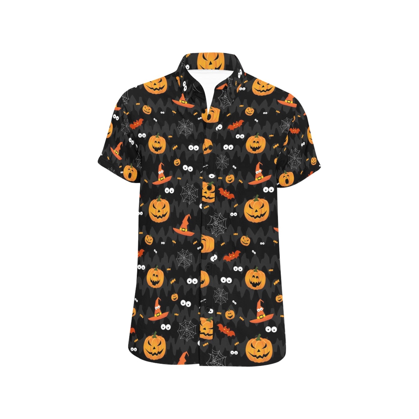 Halloween Print Design LKS405 Men Short Sleeve Button Up Shirt