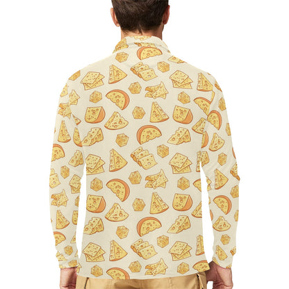 Cheese Pattern Print Design 01 Long Sleeve Polo Shirt For Men's
