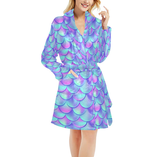 Mermaid Tail Design Print Pattern Women's Fleece Robe