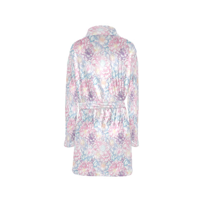 Dahlia Pattern Print Design 01 Women's Fleece Robe