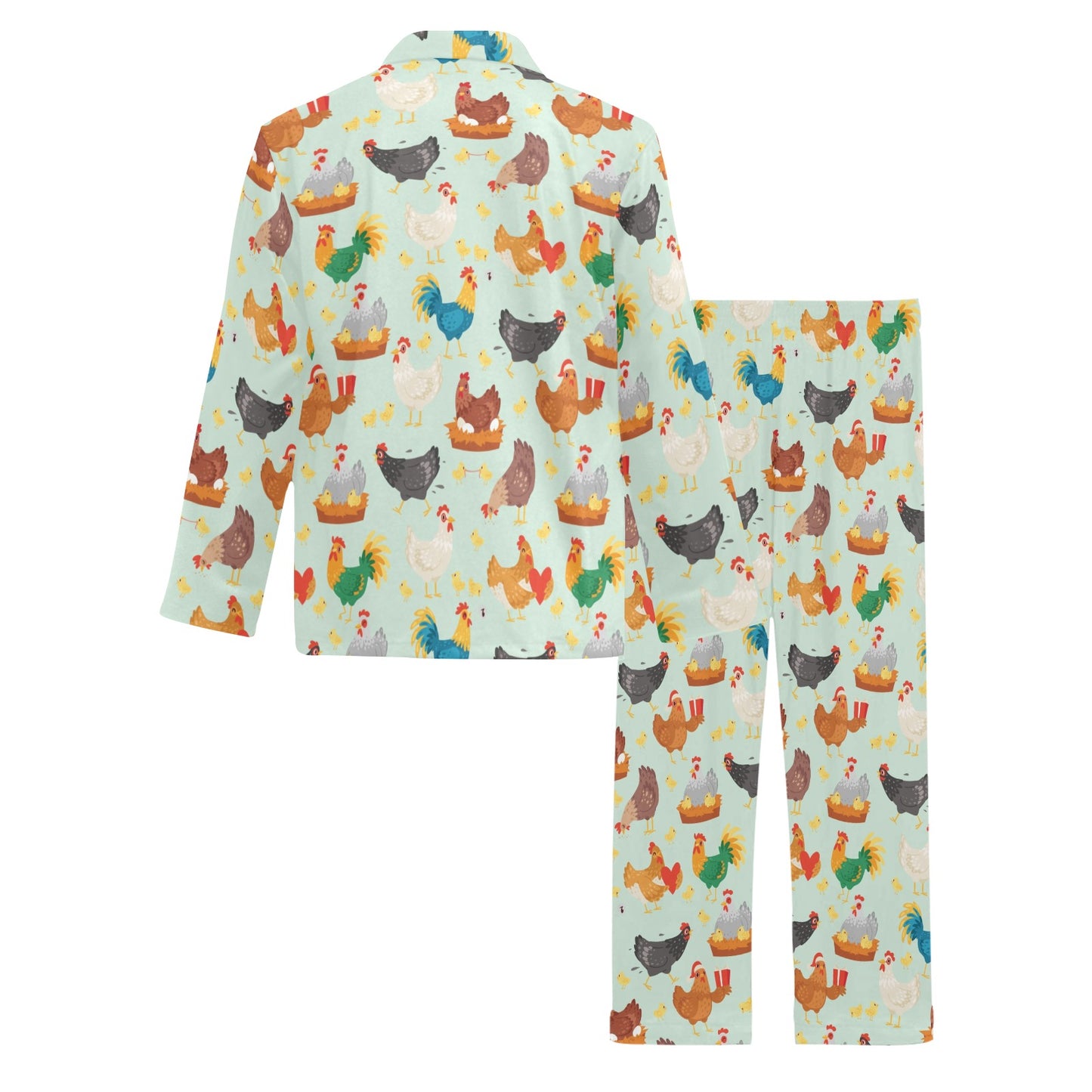 Chicken Pattern Print Design 07 Men's Long Pajama Set