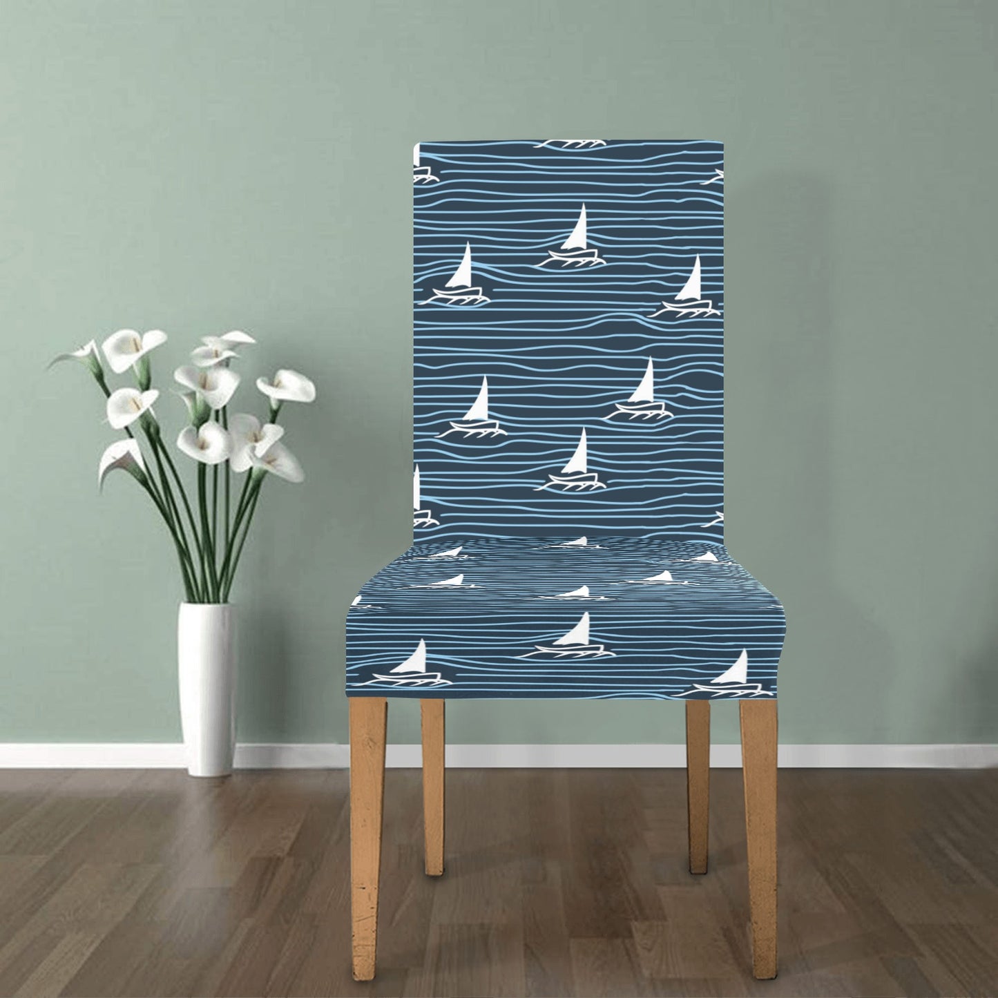 Sailboat Print Design LKS303 Dining Chair Slipcover