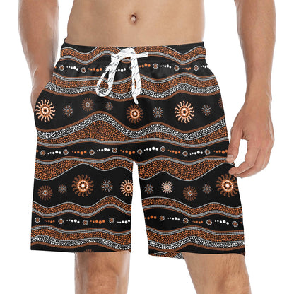 Aboriginal Print Design LKS404 Men's Swim Trunks Beach Shorts