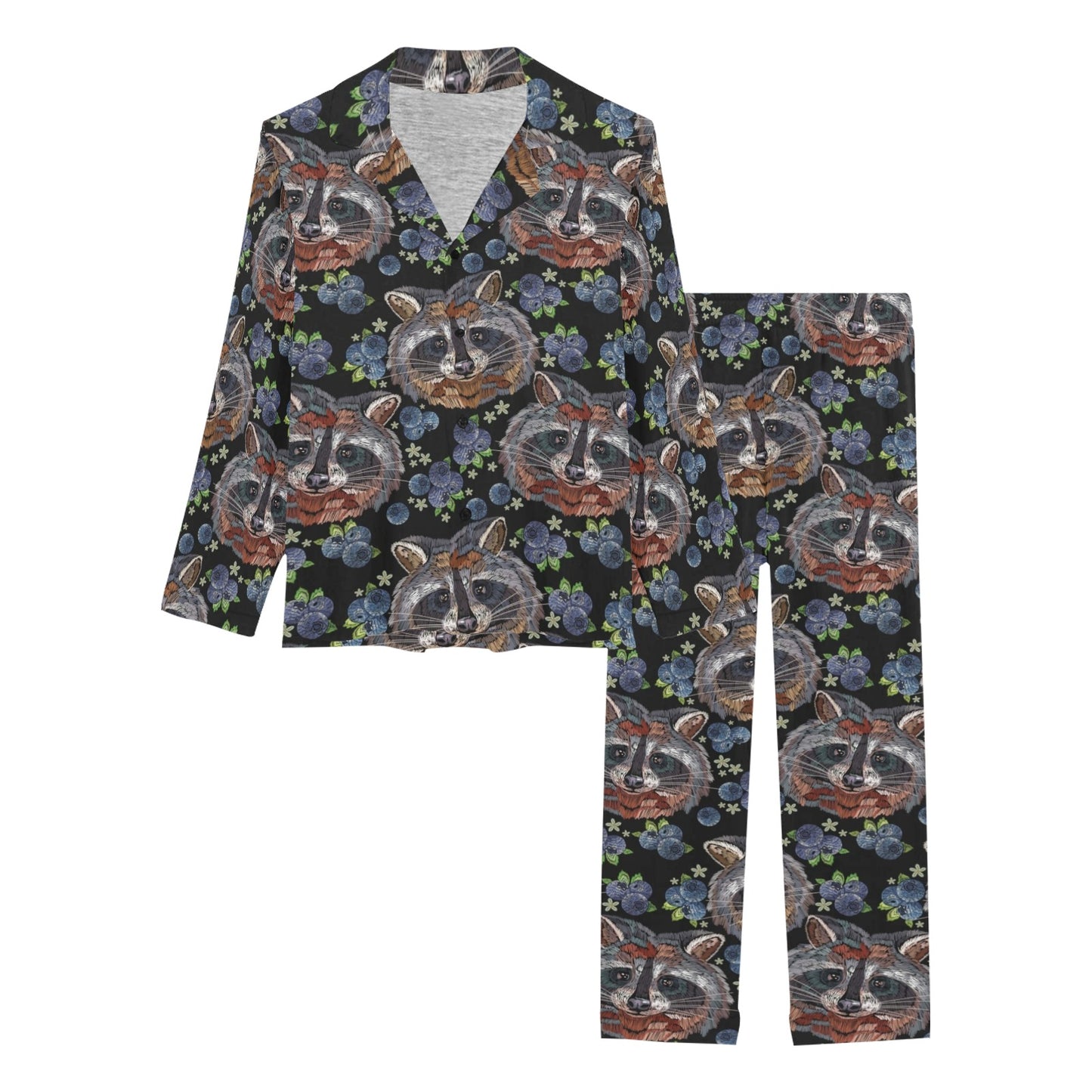 Raccoon Pattern Print Design A03 Women's Long Pajama Set