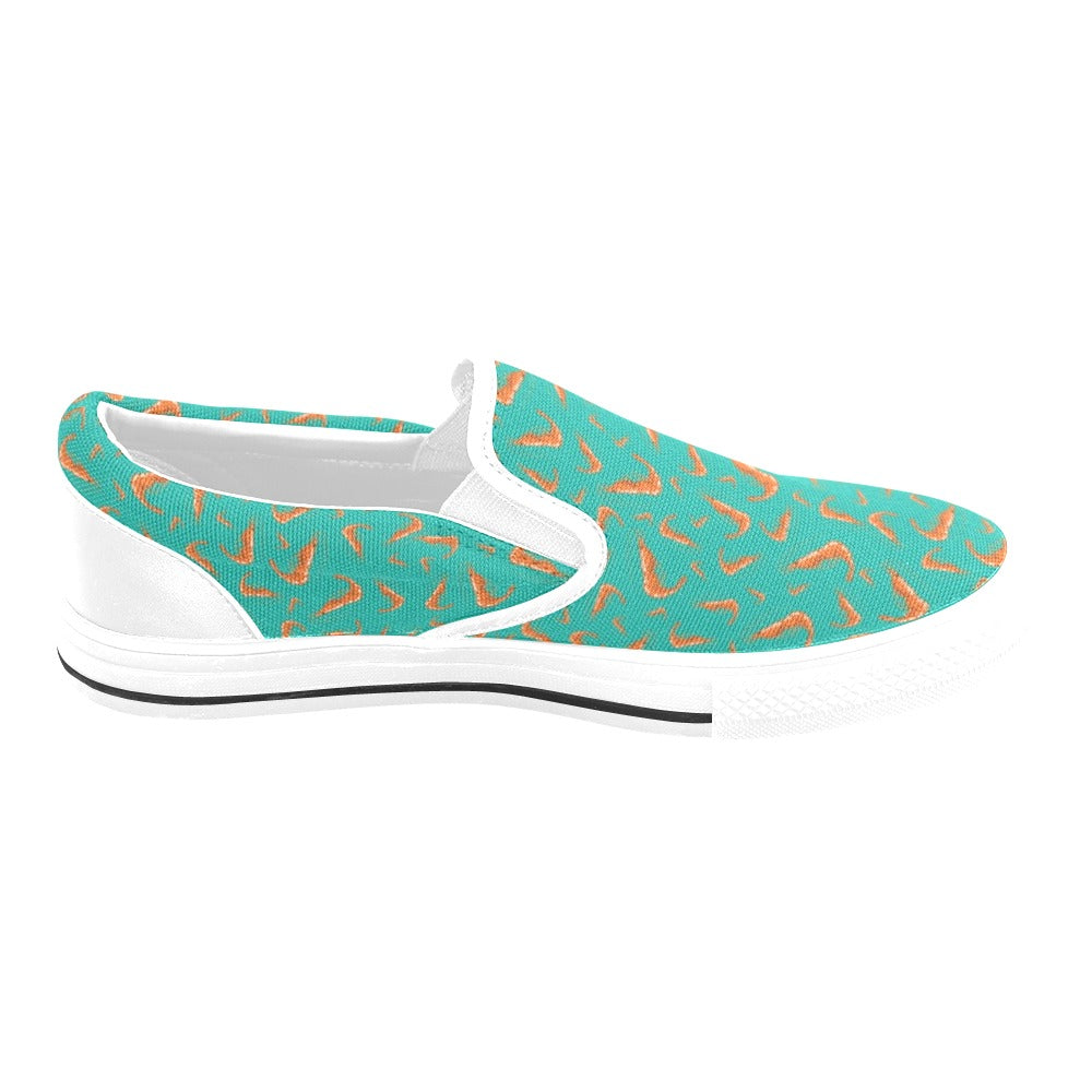 Shrimp Print Design LKS301 White Slip Ons Canvas Women's Shoes