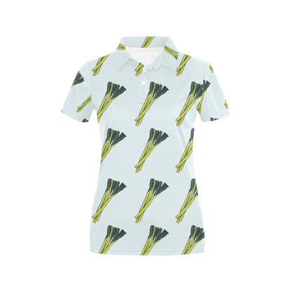 Leek Pattern Print Design 03 Women's Polo Shirt