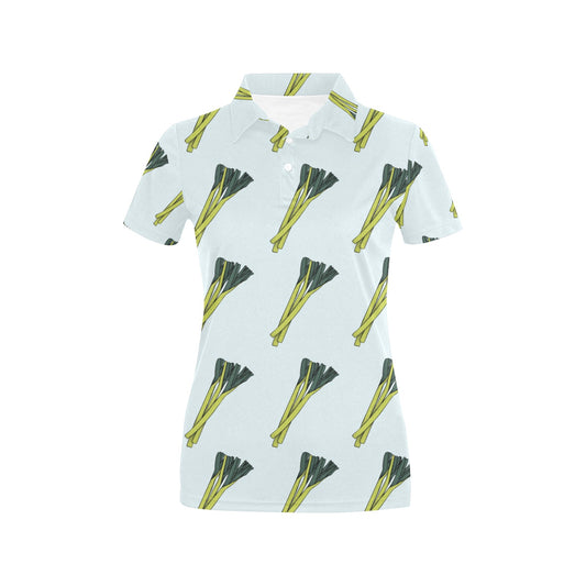 Leek Pattern Print Design 03 Women's Polo Shirt