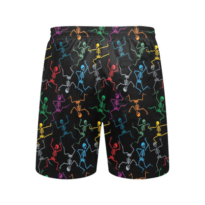 Skeleton Colorful Print Design LKS302 Men's Swim Trunks Beach Shorts