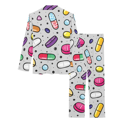 Pill Pattern Print Design A04 Women's Long Pajama Set