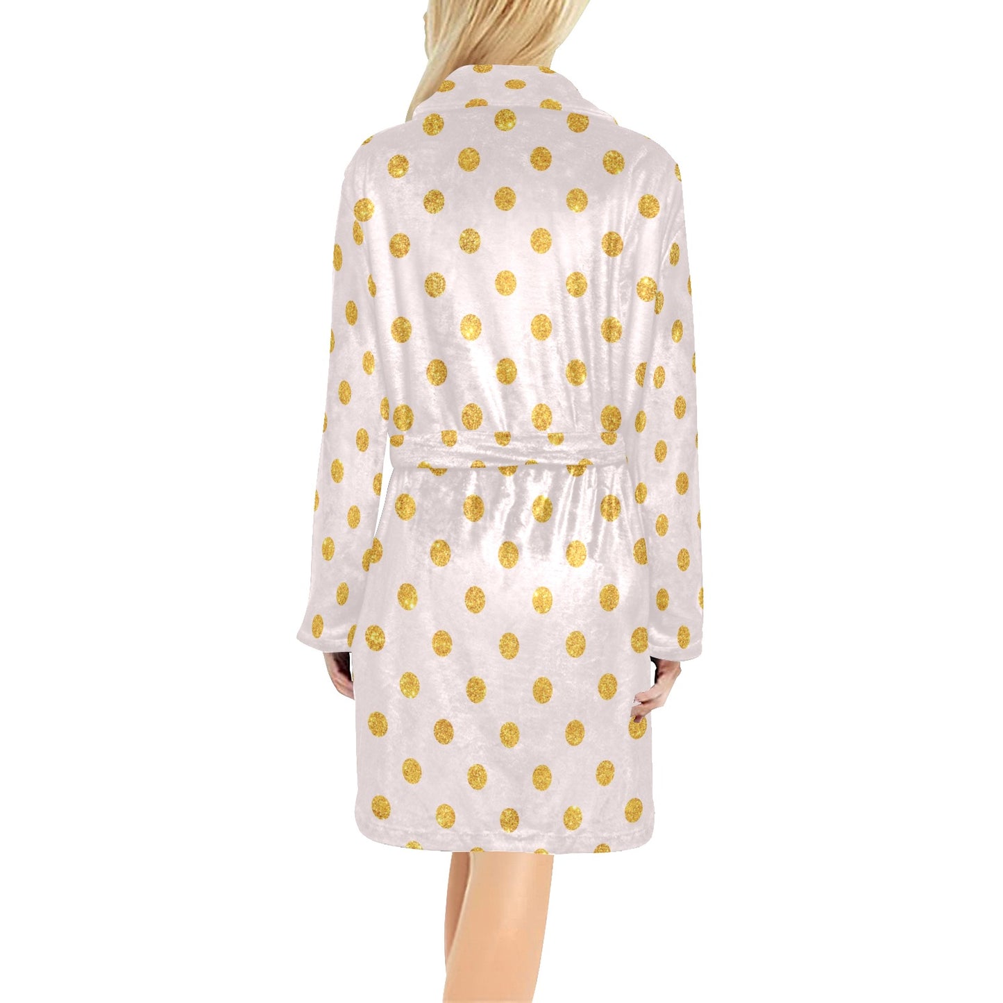 Polka Dot Gold Pink Pattern Print Design 01 Women's Fleece Robe