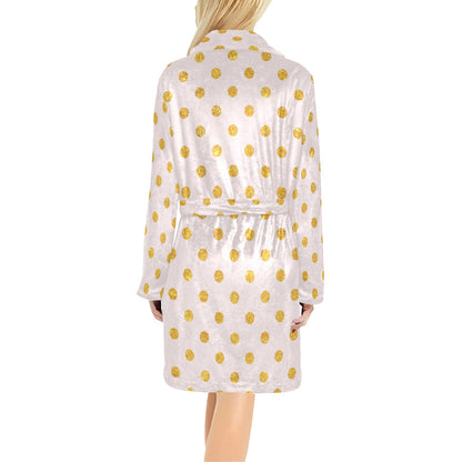Polka Dot Gold Pink Pattern Print Design 01 Women's Fleece Robe