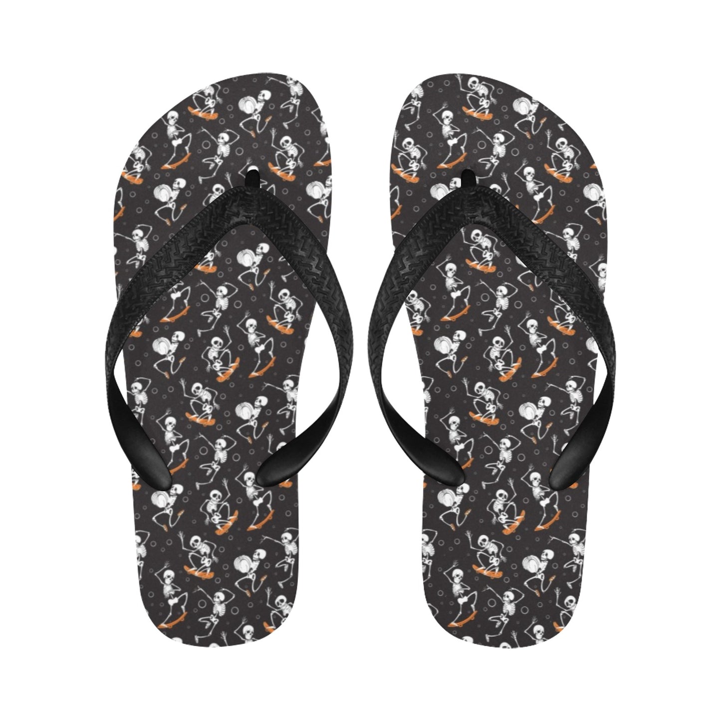 Skateboard With Skeleton Print Design LKS303 Flip Flops