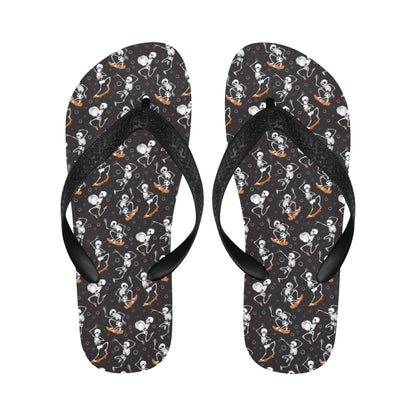 Skateboard With Skeleton Print Design LKS303 Flip Flops