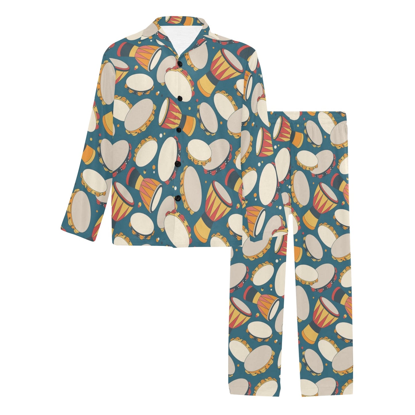 Tambourine Pattern Print Design 01 Men's Long Pajama Set