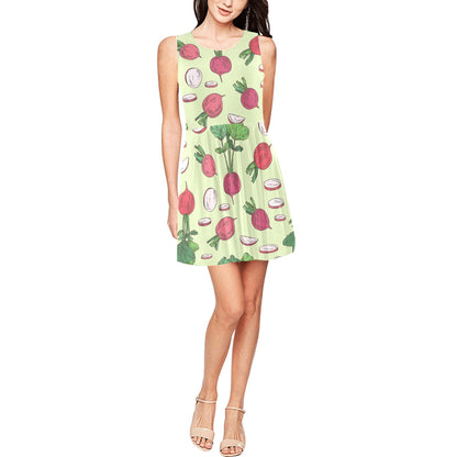 Radish Pattern Print Design A04 Sleeveless Dress