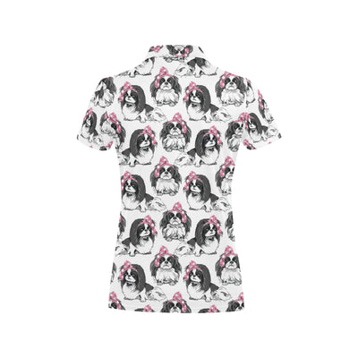 Japanese Chin Pattern Print Design 01 Women's Polo Shirt