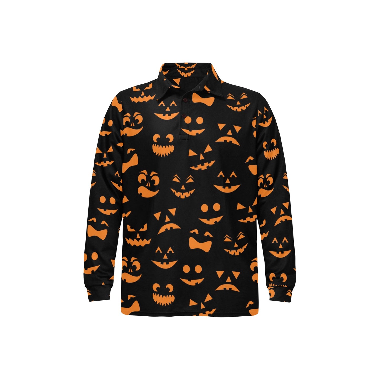 Halloween Pattern Print Design 02 Long Sleeve Polo Shirt For Men's