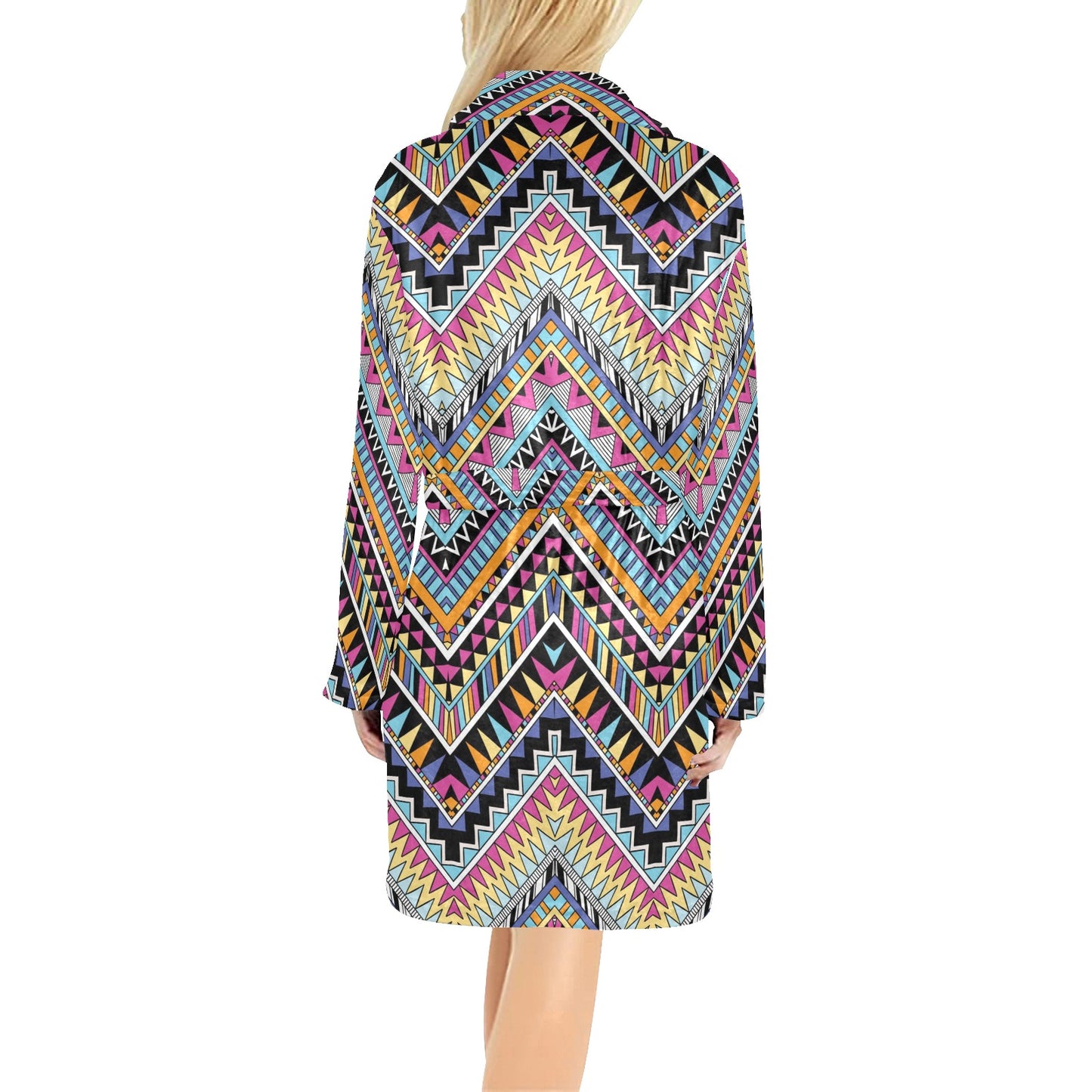 Multicolor zigzag Tribal Aztec Women's Fleece Robe