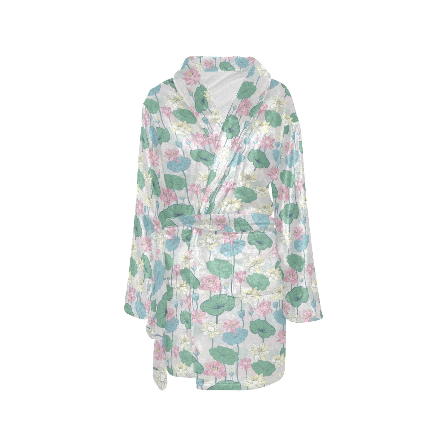 Water Lily Print Design LKS305 Women's Fleece Robe