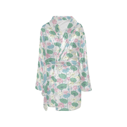 Water Lily Print Design LKS305 Women's Fleece Robe