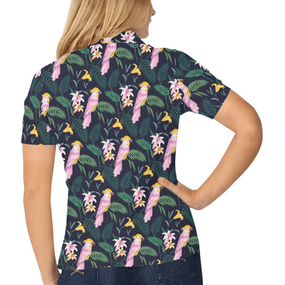 Cockatoo Pattern Print Design 03 Women's Polo Shirt