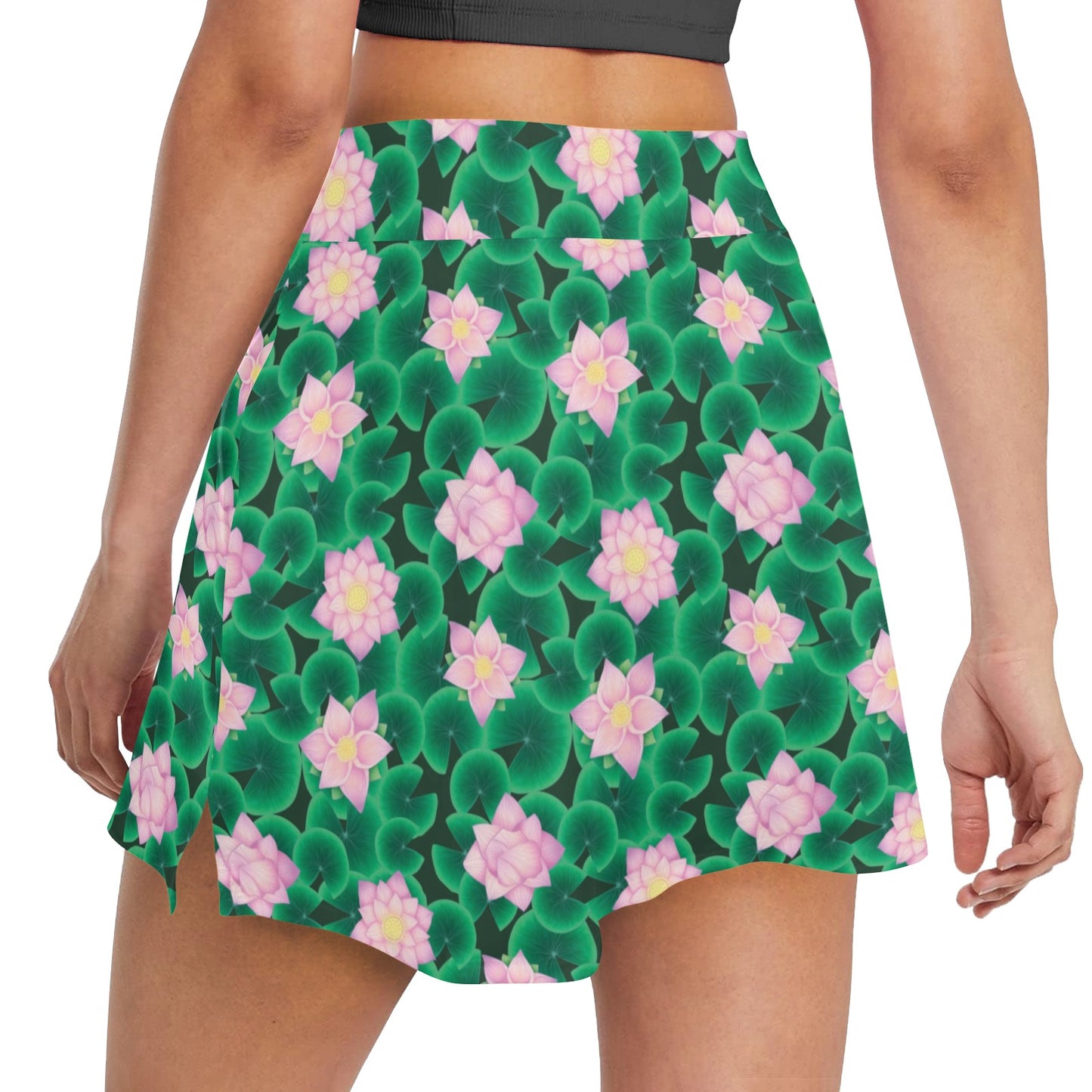 Water Lily Print Design LKS303 17" Golf & Pickleball Skort with Pockets