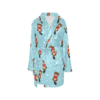 Sea Otter Cute Pattern Print Design 04 Women's Fleece Robe