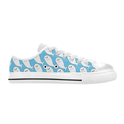 Sea Lion Print Design LKS402 Women's White Low Top Shoes