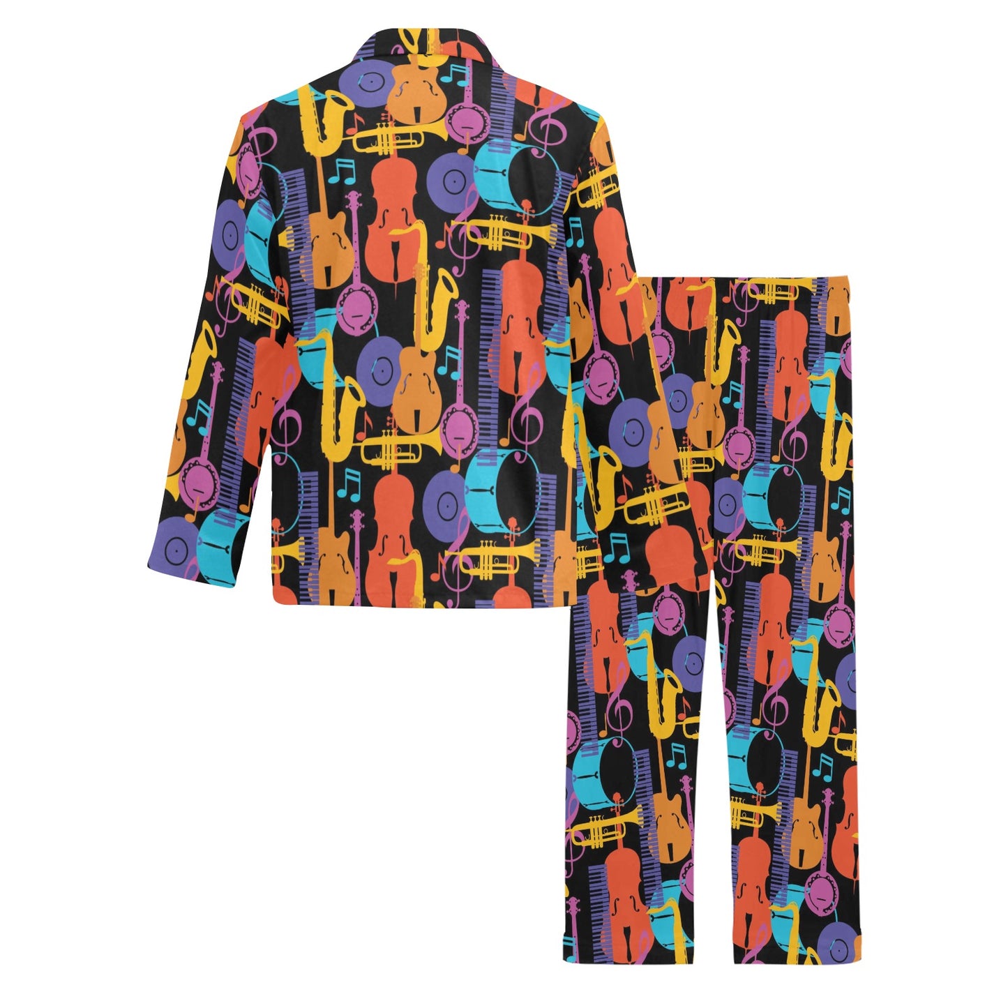 Jazz Pattern Print Design 03 Men's Long Pajama Set