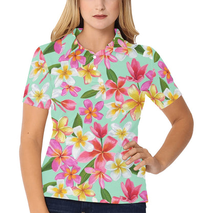 Plumeria Pattern Print Design PM014 Women's Polo Shirt