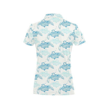 Sea Turtle Pattern Print Design T01 Women's Polo Shirt
