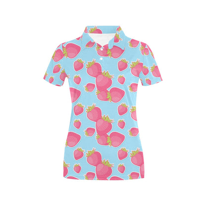 Strawberry Pattern Print Design SB04 Women's Polo Shirt