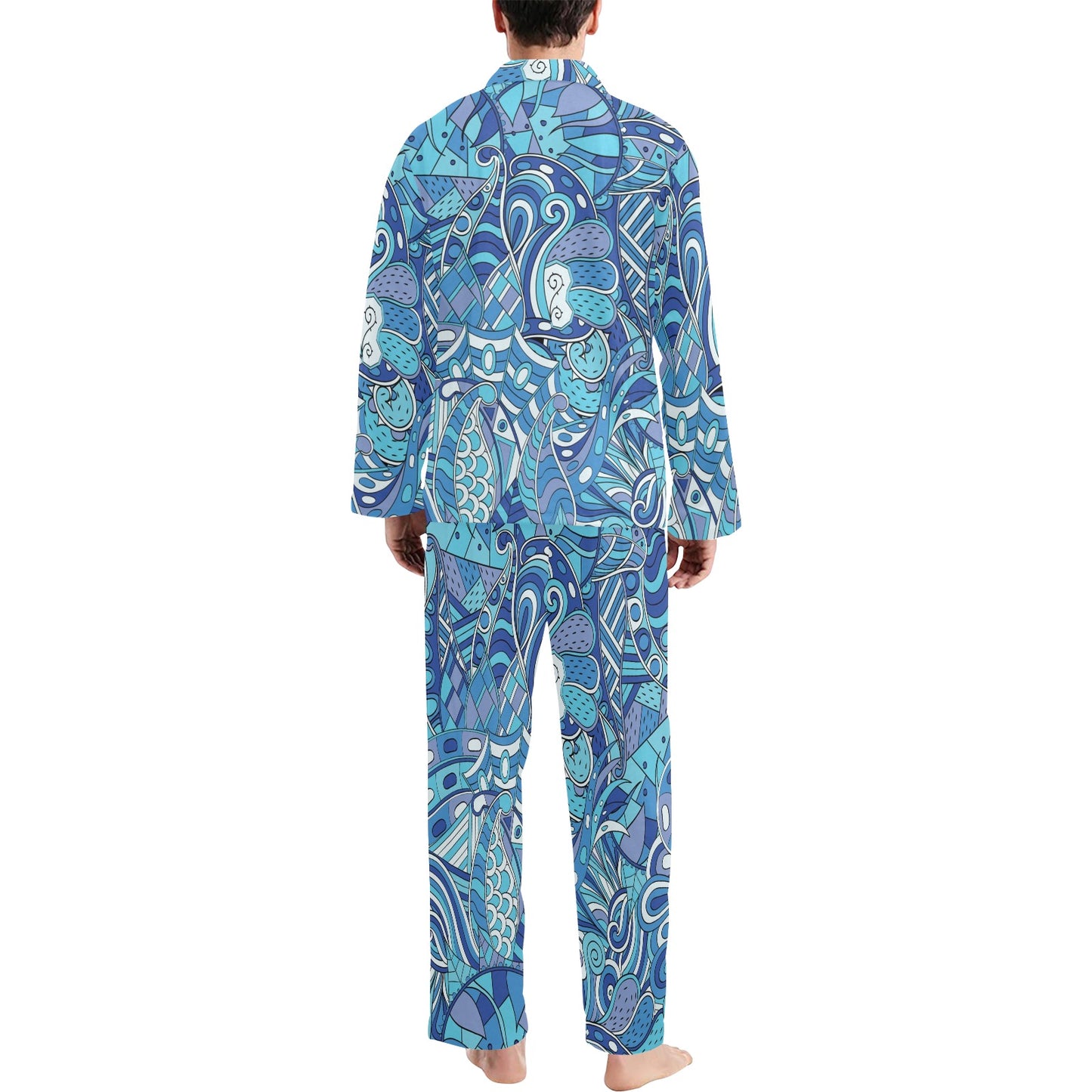 Funky Retro Pattern Print Design A02 Men's Long Pajama Set
