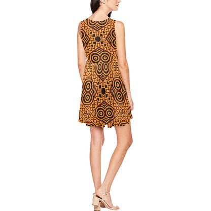 African Pattern Print Design 05 Sleeveless Dress