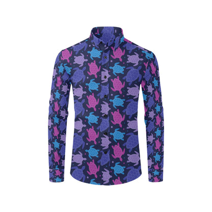 Sea Turtle Print Design LKS309 Men's Long Sleeve Dress Shirt