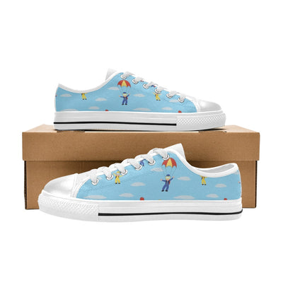 Skydiver Print Design LKS304 Women's White Low Top Shoes