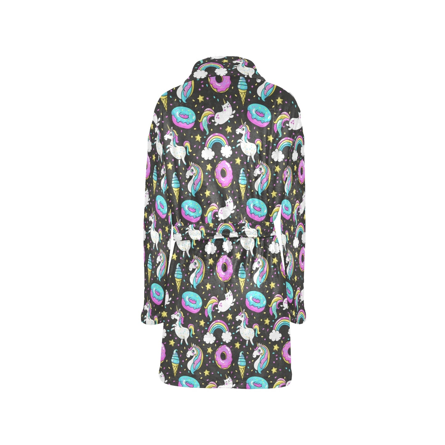 Donut Unicorn Pattern Print Design DN09 Women's Fleece Robe