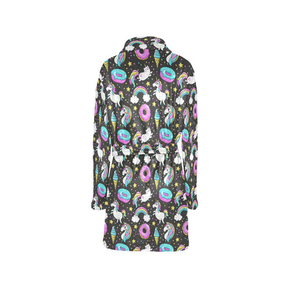 Donut Unicorn Pattern Print Design DN09 Women's Fleece Robe