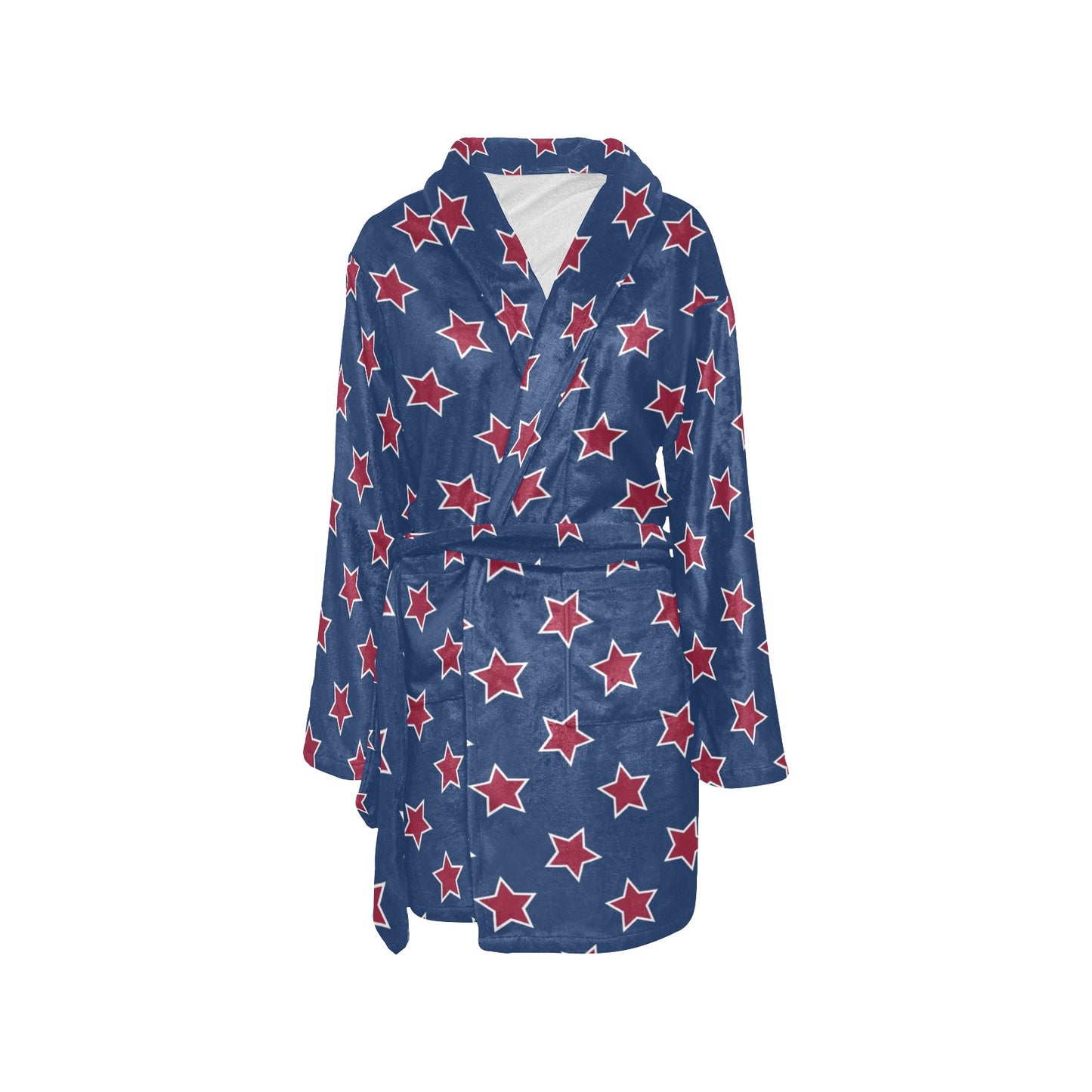 Star Red Blue Print Design LKS301 Women's Fleece Robe