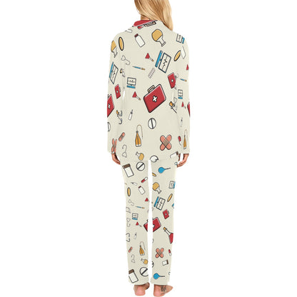 Nurse Pattern Print Design A04 Women's Long Pajama Set