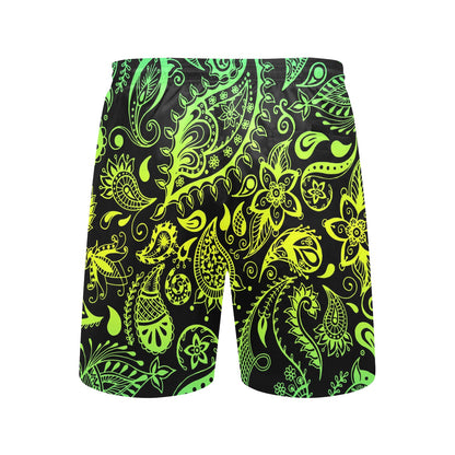 Paisley Green Design Print Men's Swim Trunks Beach Shorts