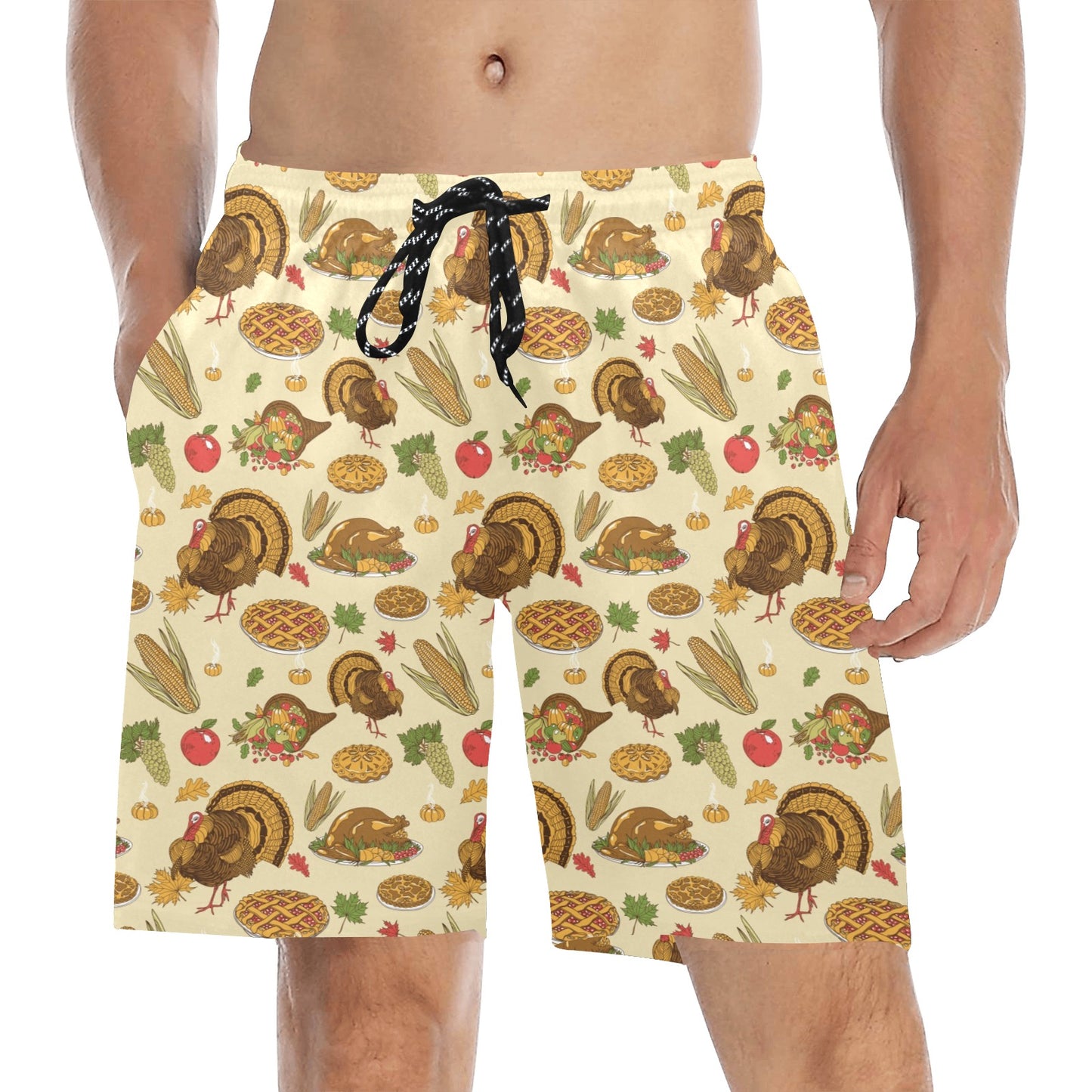 Thanksgiving Print Design LKS302 Men's Swim Trunks Beach Shorts