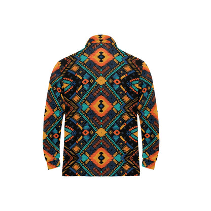 Kente Pattern Print Design 04 Long Sleeve Polo Shirt For Men's