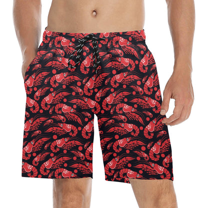 Shrimp Print Design LKS303 Men's Swim Trunks Beach Shorts