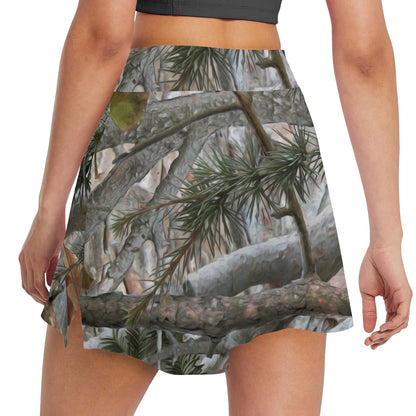 Camo Realistic Tree Forest Pattern 17" Golf & Pickleball Skort with Pockets