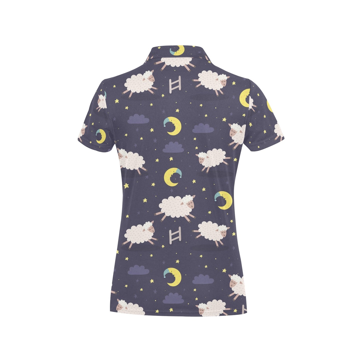 Sheep Night Pattern Print Design 02 Women's Polo Shirt