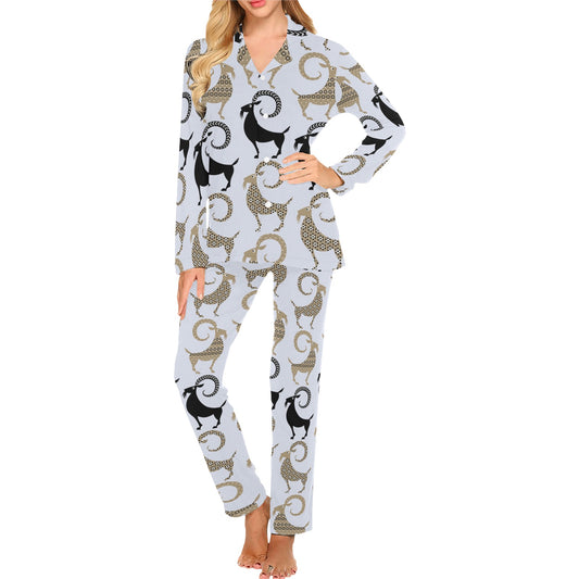 Goat Pattern Print Design 03 Women's Long Pajama Set