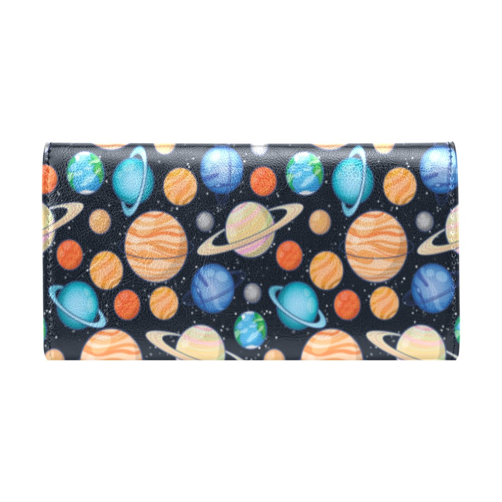 Planet Colorful Print Design LKS301 Women's Trifold Wallet