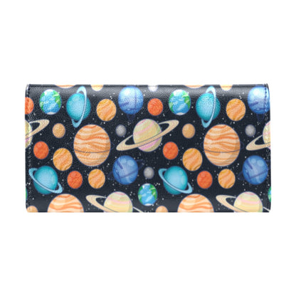 Planet Colorful Print Design LKS301 Women's Trifold Wallet